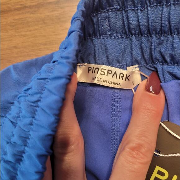 NWT PINSPARK High Waisted Lined Workout Shorts S Blue Tenniscore Pickleball - Picture 5 of 9